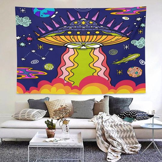 Discover UFO Tapestry Hippie Spaceship Tapestries