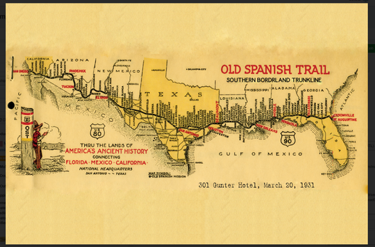 Discover Map of the Old Spanish Trail Saint Augustine to San Diego 1931 Premium Matte Vertical Poster