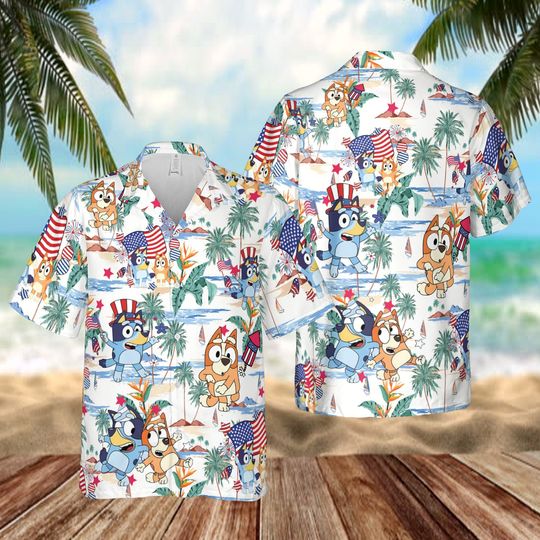 Discover BlueyDad 4th of July Hawaiian Shirt