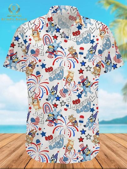 Discover BlueyDad 4th of July Button Up Shirt