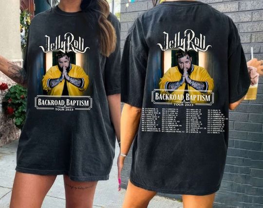 Discover Vintage Jelly Roll 2023 Tour Shirt, Backroad Baptism Tour Shirt