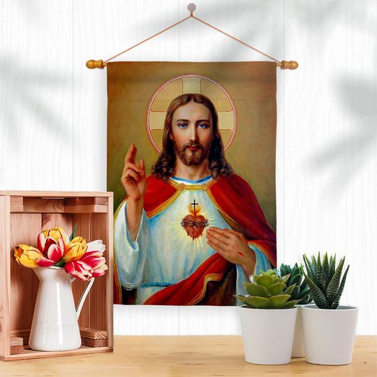 Discover Jesus Sacred Heart Faith Garden Flag
