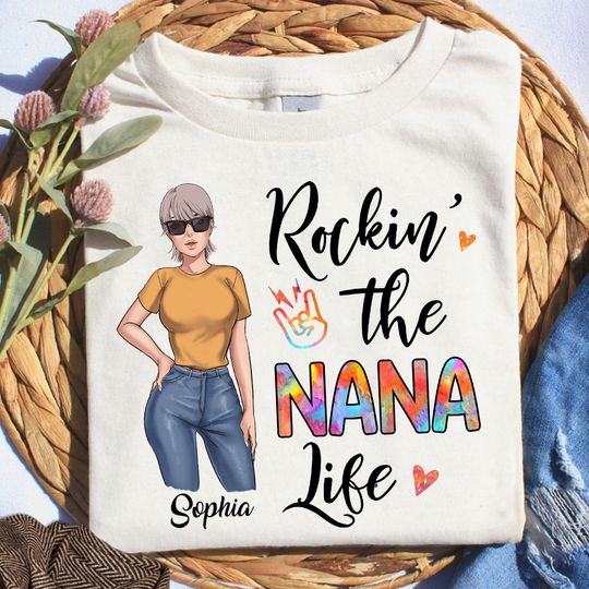 Discover Rockin' The Nana Life - Personalized Mother's day Grandma T-shirt