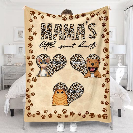 Discover Mama's Little Sweet Hearts - Personalized Mother's day Dog Blanket