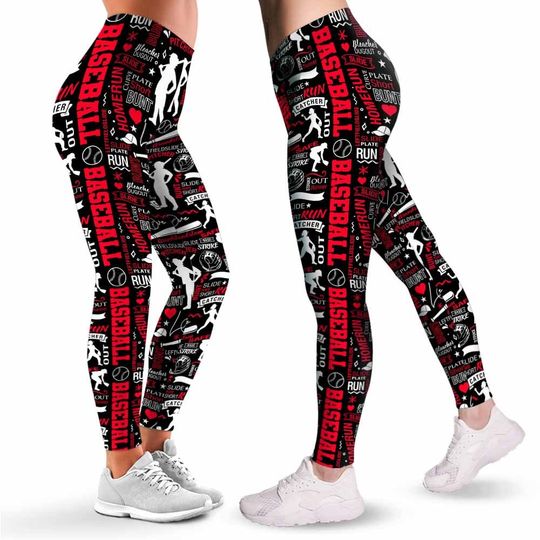 Discover Baseball Leggings For Women. Baseball Batter Pattern Printed Women Leggings