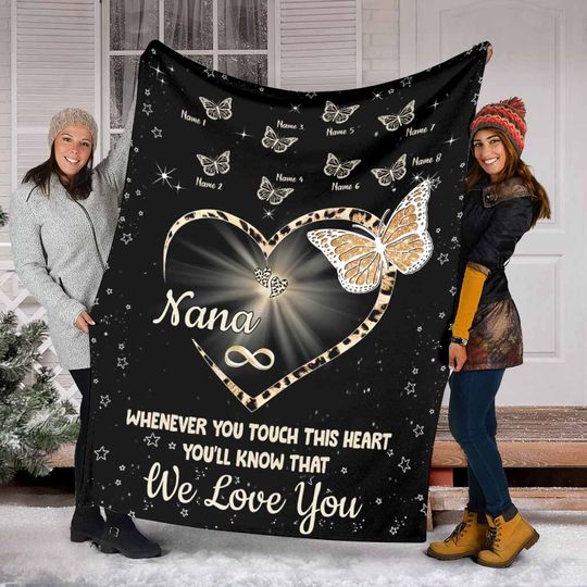 Discover Whenever You Touch This Heart - Personalized Mother's Day Grandma Blanket