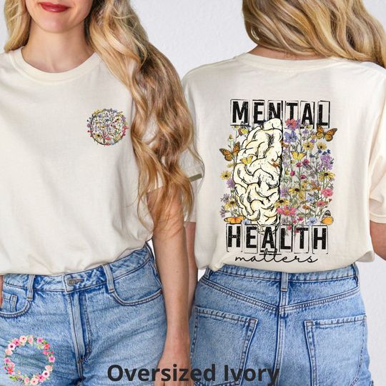 Discover Motivational T-shirt, Mental Health Matters With Brain