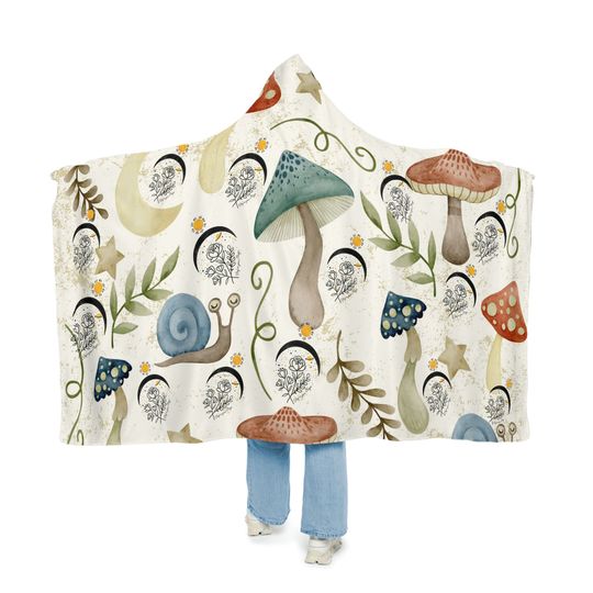 Discover Mushroom Snuggle hooded throw Blanket