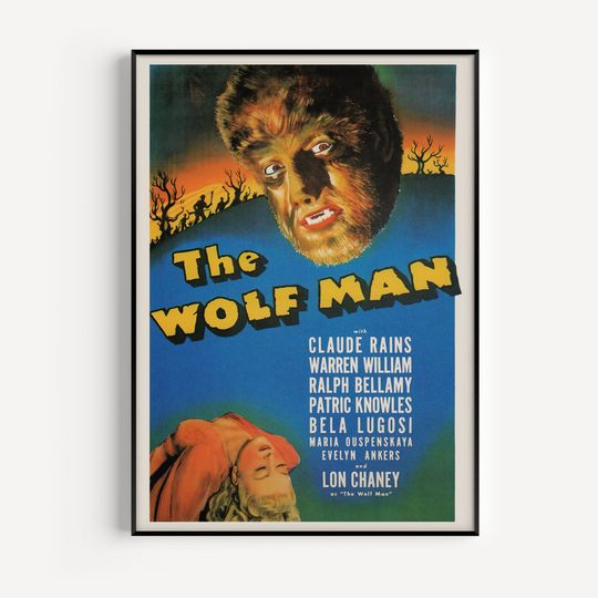 Discover VINTAGE MOVIE POSTER, Wolf Man Movie Poster, Kitsch B-Movie Poster