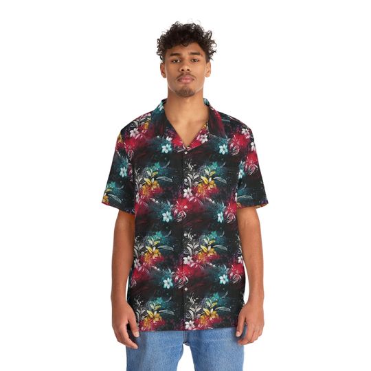 Discover Color Explosion Red Blue Yellow White Flower Pattern Hawaiian Shirt