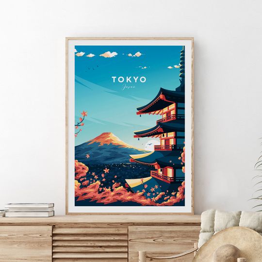 Discover Tokyo traditional travel Poster