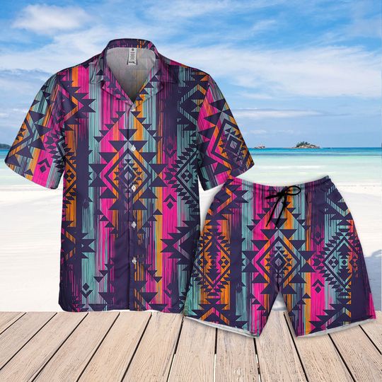 Discover Native American Multicolor Tribal Navajo Pattern Hawaii Shirt