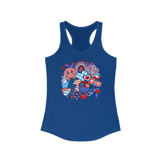 Discover cute trendy 4th of July tank top, preppy smiley face July 4 tank top