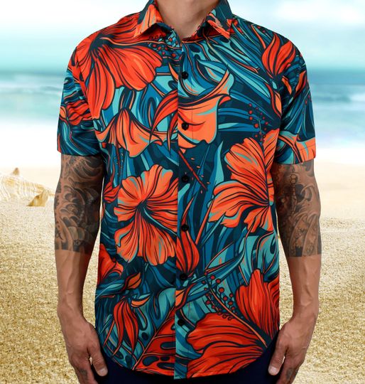 Discover Aloha Tropical Vibes Hawaiian Shirt, hibiscus flower Hawaiian Shirt, Gift for summer