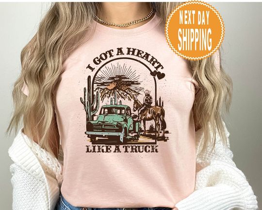 Discover I Got A Heart Like A Truck, Country Music Shirt, Cowboy tshirt, Howdy Western Gift, Nashville Shirt