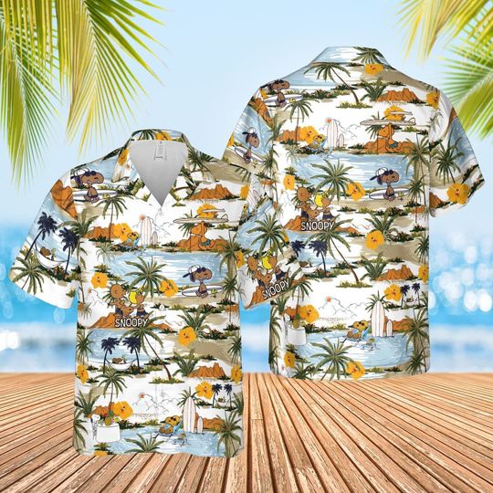 Discover Snoopy And Friends Brown Hawaiian Shirt, Summer Beach Trip Family Hawaiian Shirt
