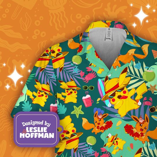 Discover Summer Pika Pattern Hawaiian Shirt, Hawaiian Shirt, Aloha Shirt, Hawaiian Anime Shirt