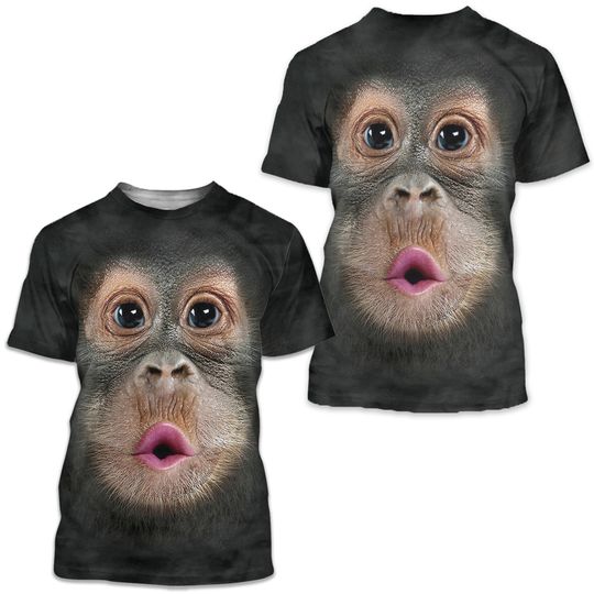 Discover Men's Fun Gorilla Monkey 3D Printed T-shirt Casual Short Sleeve Round Collar Tops Gift for Husband Boyfriend Men