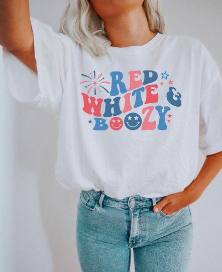 Discover Red White And Boozy Shirt, 4th of July Party Shirt, Independence Day Tee