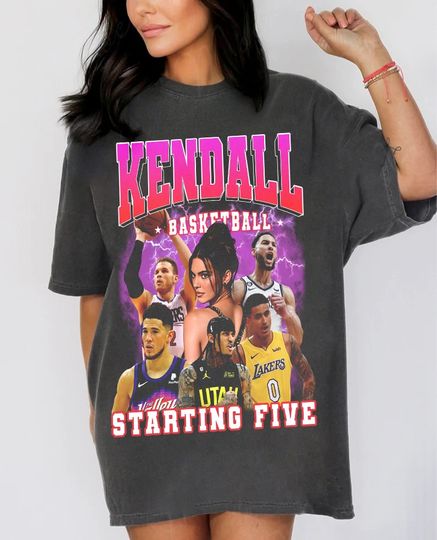 Discover 90s Vintage Kendall Starting Five Shirt Loahaddian Kendall Jenner Team Shirt