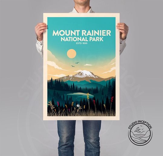 Discover Mount Rainier National Park Poster