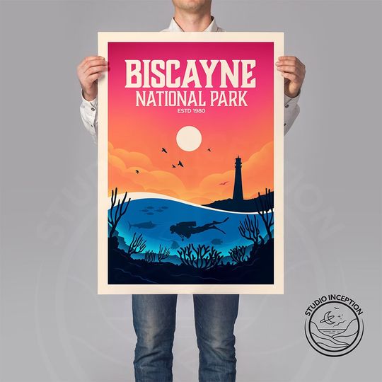 Discover National Park Poster Print of Biscayne | Biscayne National Park Print