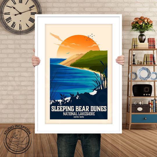 Discover Sleeping Bear Dunes Print, Sleeping Bear Dunes National Lakeshore Print Travel Poster
