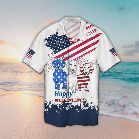 Discover Unisex Happy 4Th Of July Dog Hawaiian Shirt, In Usa Hawaiian Shirt