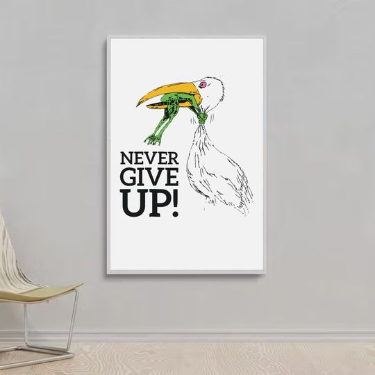 Discover never give up stork and frog Premium Matte Vertical Poster