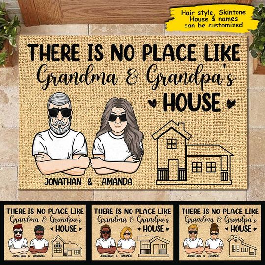 Discover There's No Place Like Grandma And Grandpa's House - Personalized Decorative Mat