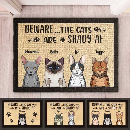 Discover Beware The Cats Are Shady Af - Funny Personalized Cat Decorative Mat