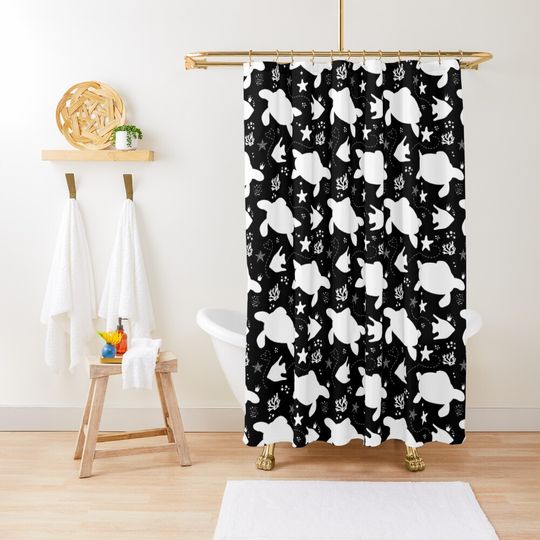 Discover Turtles (BLACK Version) Shower Curtain