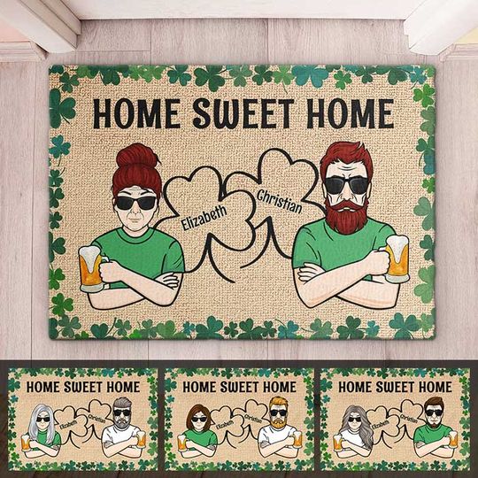 Discover Home Sweet Home - Gift For Couples, Husband Wife, St. Patrick's Day, Personalized Decorative Mat