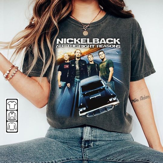 Discover Nickelback Music Shirt, Vintage Get Rollin' Tour 2023 Tickets Album All the Right Reasons