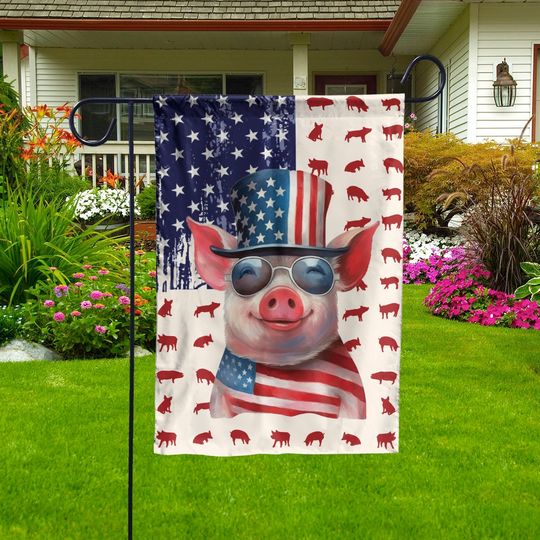 Discover Pig Patriotic American Happy 4th Of July Garden Flag, love pig happy Independence Day