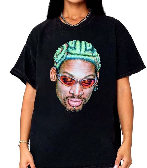 Discover Dennis Rodman Face Tshirt, Dennis Rodman Rap Tee Vintage, Basketball Shirt