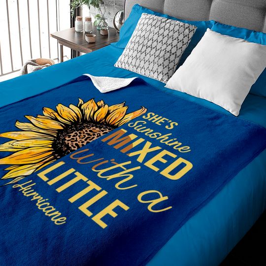Discover She's Sunshine Mixed With A Little Hurricane, Leopard Sunflower Baby Blankets, Sunflower Baby Blankets