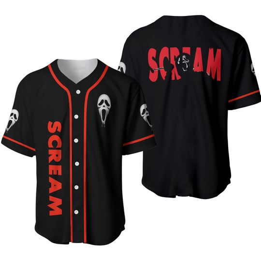 Discover Scream Ghostface Baseball Jersey, Horror Movie Shirt, Halloween Jersey