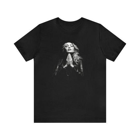 Discover Madonna's Iconic Praying Pose with our Playful T-Shirt