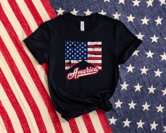 Discover Vintage America Flag Shirt, 4th of July, Memorial Day, Fourth of July, Stars and Stripes, Gift For American,Independence Day,Patriotic Shirt
