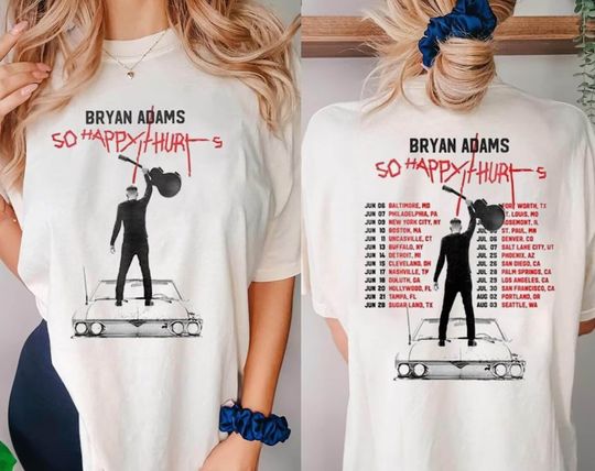 Discover Bryan Adams Tour 2023 T-Shirt, So Happy Hurts Tour, Vintage Bryan Adams Shirt