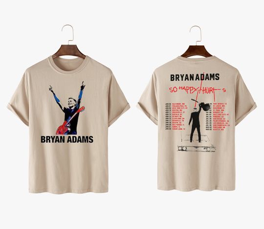 Discover Bryan Adams Tour 2023 Two Sides T-Shirt, So Happy Hurts Tour, Vintage Bryan Adams