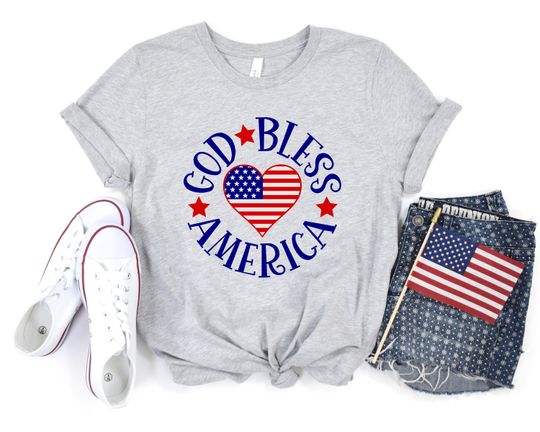 Discover God Bless USA,USA Flag Heart Shirt,