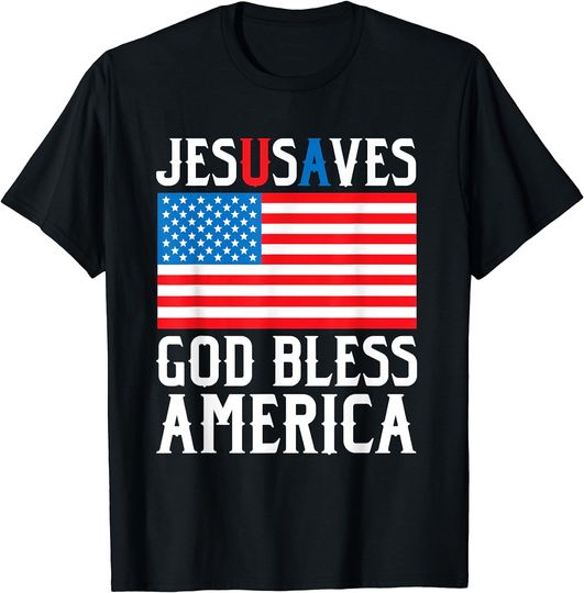 Discover Funny Jesus Christ Design Jesus Saves USA God Bless America T-Shirt