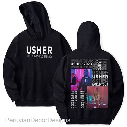 Discover 2 Sides Printed Usher My Way The Vegas Residency Tour 2023 Hoodie| Music Tour 2023 Sweatshirt