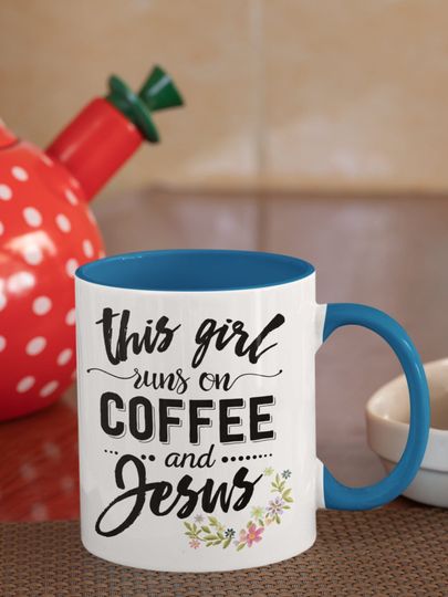 Discover This Girl Runs On Coffee And Jesus,11oz Premium Coffee Mug