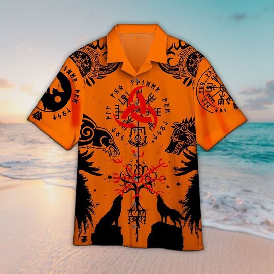 Discover Unisex Viking Wolf Tree Of Life Raven Hawaiian Shirt