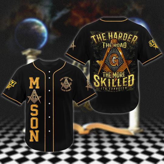 Discover Custom Name Freemasonry Masonic Harder Road Distressed Square Baseball Jersey