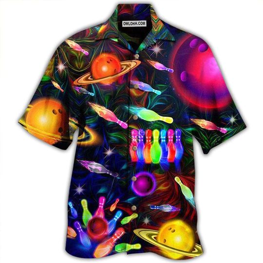 Discover Bowling Neon Space Strike The Universe, Bowling Shirt