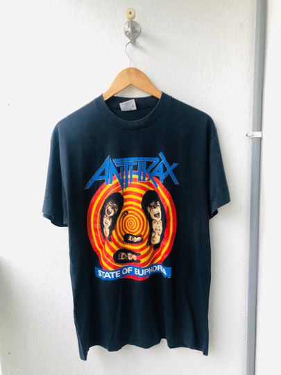 Discover Vintage Original 80s Anthrax Band State of Uphoria 1988 T-Shirt
